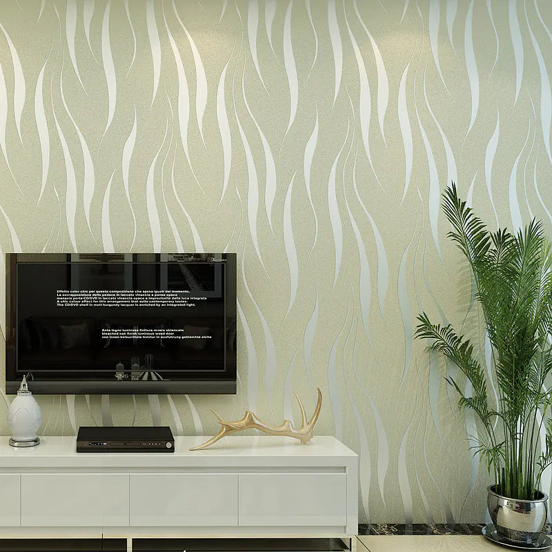 Eco-Friendly Wave Pattern Non-Woven Wallpaper 3D Design