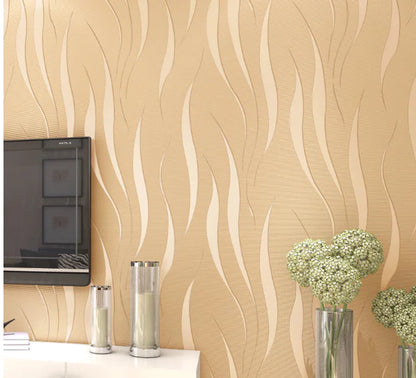 Eco-Friendly Wave Pattern Non-Woven Wallpaper 3D Design