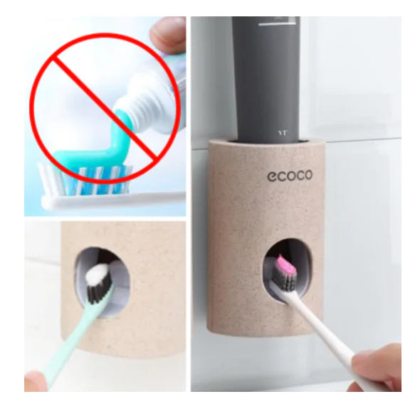 Automatic Toothpaste Dispenser - Eco-Friendly Wheat Straw