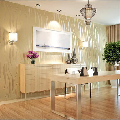 Eco-Friendly Wave Pattern Non-Woven Wallpaper 3D Design