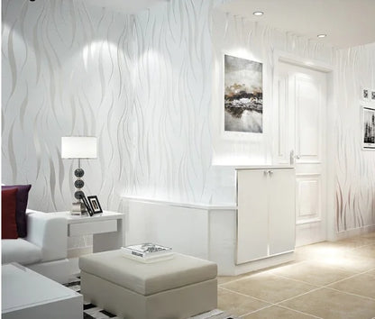 Eco-Friendly Wave Pattern Non-Woven Wallpaper 3D Design